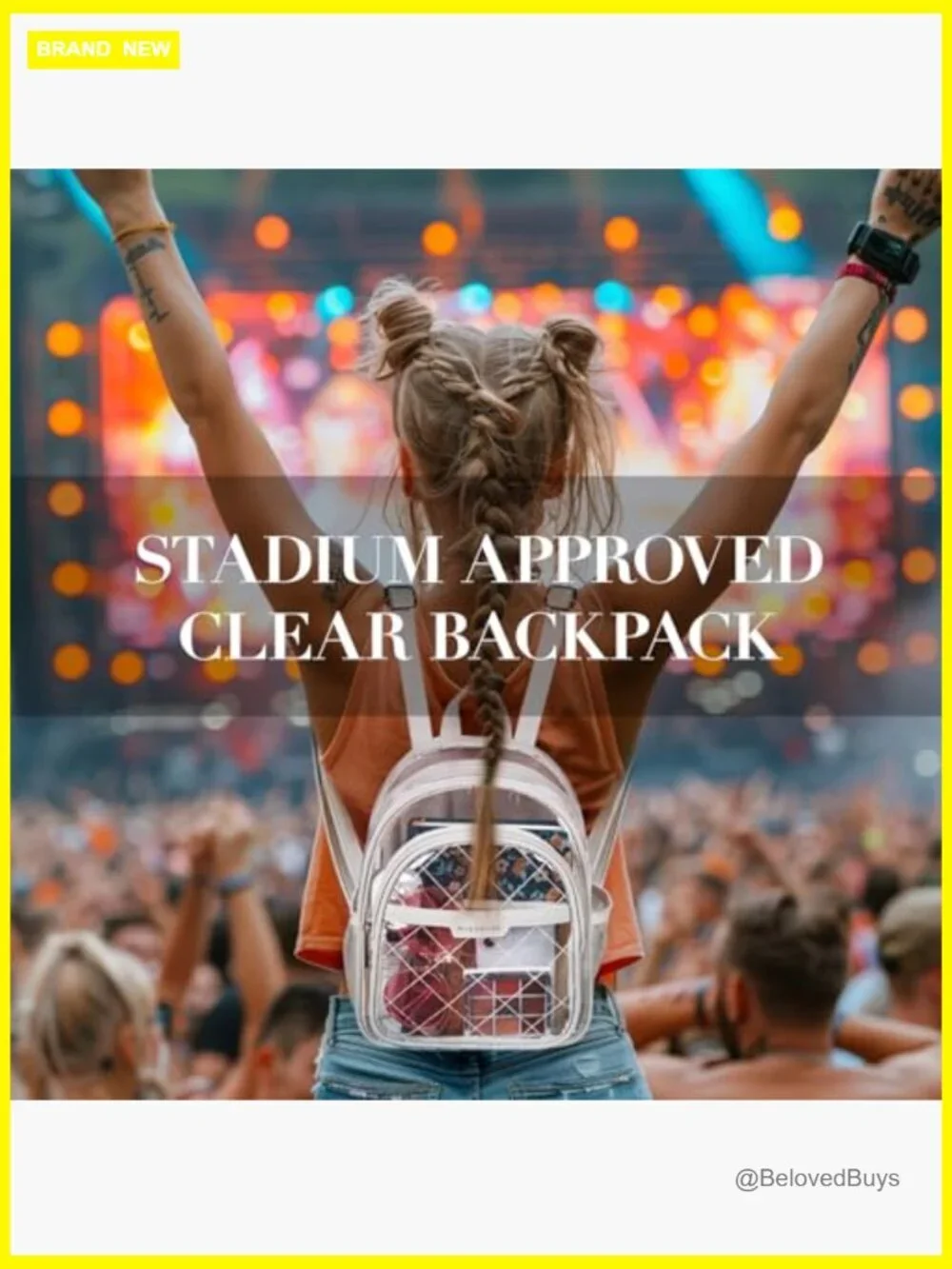 Quilted Clear Backpack for Stadium Events Anti-theft Mini Bag